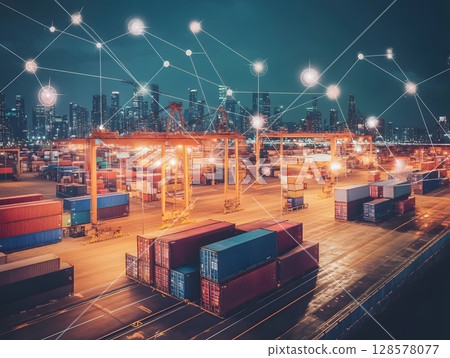 vector-style smart city logistics system, 128578077