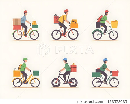 courier service concept with icon set in flat style, 128578085