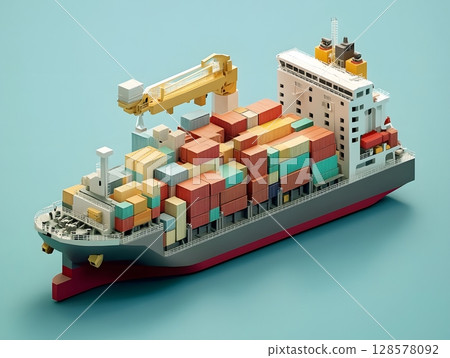 5-step infographic of international shipping, 128578092