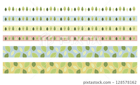 Pop tree and leaf masking tape style decorative border 128578162