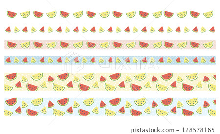 流行西瓜遮蔽膠帶風格裝飾邊框 流行西瓜遮蔽膠帶風格裝飾邊框 128578165