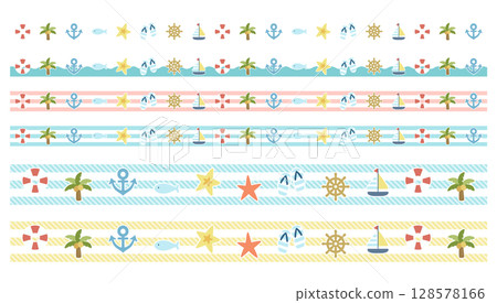 Pop marine item masking tape style decorative border Pop marine item masking tape style decorative border 128578166