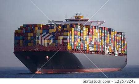 AI engine analyzing international shipping trends, 128578242