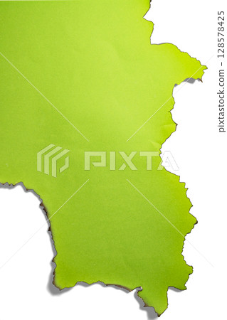 Green paper ripped message torn with burnt edges isolated on a white background. Copy space Green paper ripped message torn with burnt edges isolated on a white background. Copy space 128578425