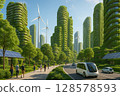 在城市道路上行駛的汽車 128578593