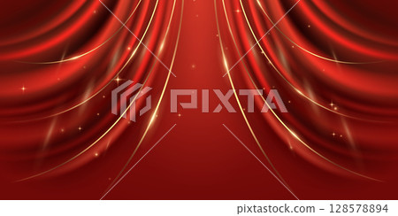 Design your business card with beautiful business banner vector illustration curtains. 128578894