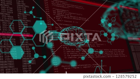 Image of shapes and brains over data processing Image of shapes and brains over data processing 128579252