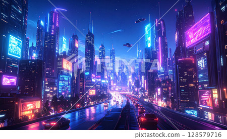 Image of a future city (AI-generated image) 128579716
