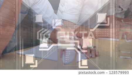 Image of financial data processing over businesses people 128579993
