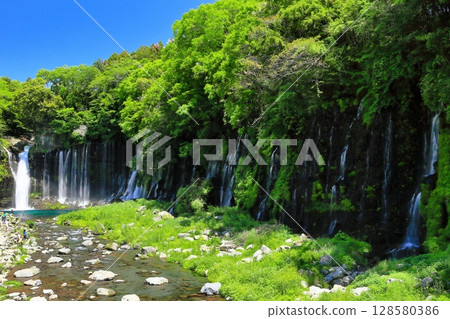 [Shizuoka Prefecture] Shiraito Falls under clear skies 128580386