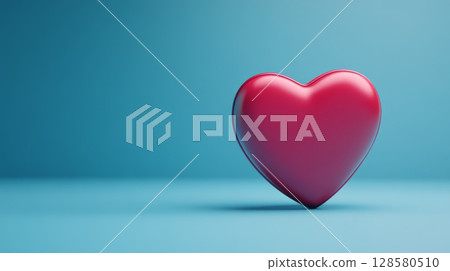 Minimalist Heart Icon Against Blue Background 128580510
