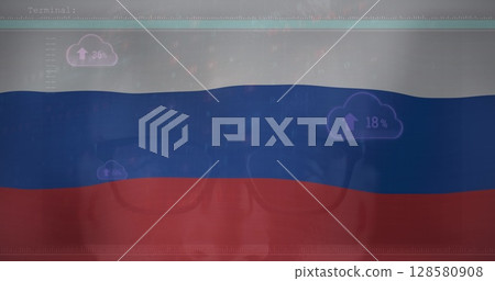 Image of data processing over flag of russia Image of data processing over flag of russia 128580908