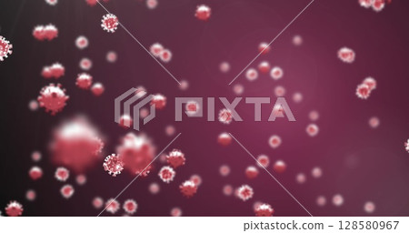 Image of virus cells over red background 128580967