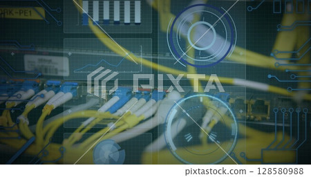 Image of data processing over computer wires Image of data processing over computer wires 128580988