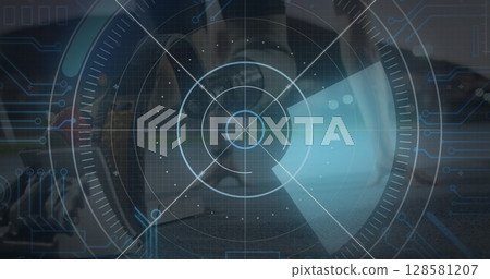 Image of data processing over disabled caucasian sportsman Image of data processing over disabled caucasian sportsman 128581207