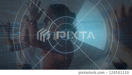 Image of data processing over diverse women practicing yoga Image of data processing over diverse women practicing yoga 128581210