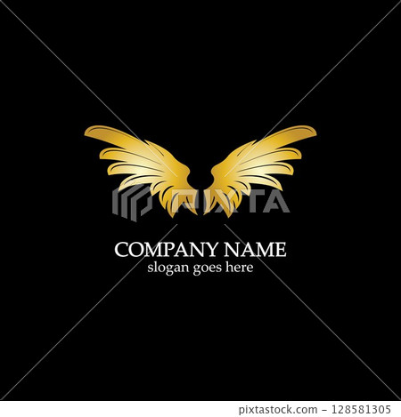 wings gold logo vector illustration template-vector 128581305