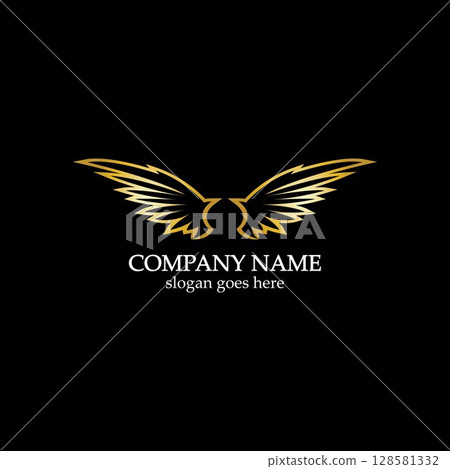 wings gold logo vector illustration template-vector 128581332