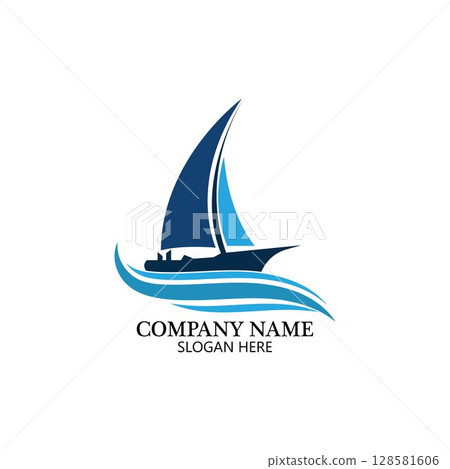 boat logo template,ship icon design,illustration element vector 128581606