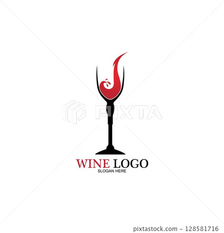 Wine logo design template.vector illustration of icon-vector Wine logo design template.vector illustration of icon-vector 128581716