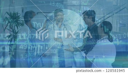 Image of data processing over diverse group of doctors 128581945