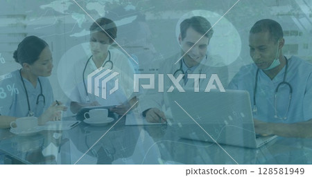 Image of data processing over diverse group of doctors 128581949