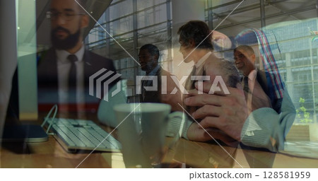 Image of sleeping men over diverse group of business people Image of sleeping men over diverse group of business people 128581959