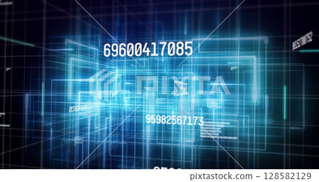 Image of financial data processing over dark background 128582129