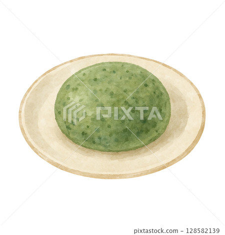[Japanese sweets] Illustration of mugwort mochi 128582139
