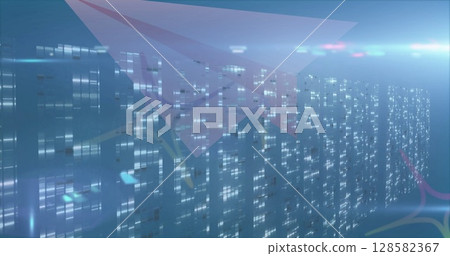 Image of data processing over paper plane 128582367