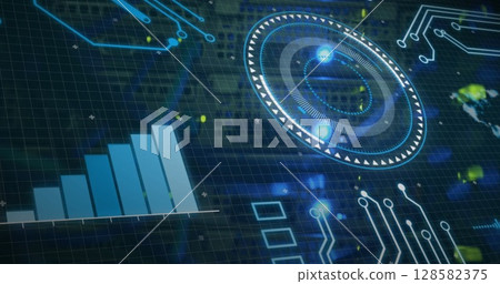 Image of data processing over computer wires 128582375