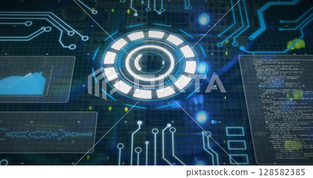 Image of data processing on digital screen 128582385