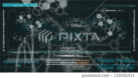 Image of scientific data processing over digital screen 128582415