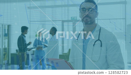 Image of data processing over diverse group of doctors 128582723