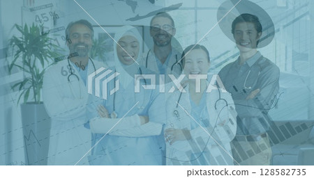 Image of data processing over diverse group of doctors 128582735