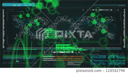 Image of data processing over black background 128582746