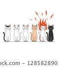 Cat, black cat, black and white cat, animal Line art 128582890