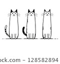 Cat, black cat, black and white cat, animal Line art 128582894