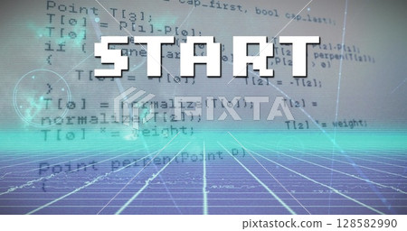 Image of start text over data processing and metaverse Image of start text over data processing and metaverse 128582990