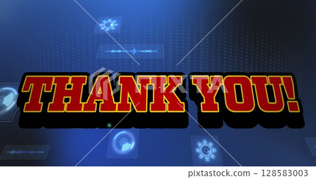 Image of thank you text over scope scanning and data processing Image of thank you text over scope scanning and data processing 128583003