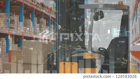 Image of statistics and data processing over warehouse Image of statistics and data processing over warehouse 128583026