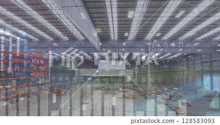 Image of financial data processing over warehouse Image of financial data processing over warehouse 128583093