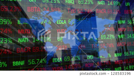 Image of data processing over cityscape 128583196