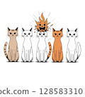 Cat, black cat, black and white cat, animal Line art 128583310