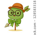 Green heart with hat, arrow, Valentine's Day, heart, heart with glasses and bow 128583318