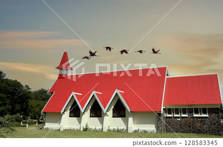 Church in Cap Malheureux, Mauritius island Church in Cap Malheureux, Mauritius island 128583345