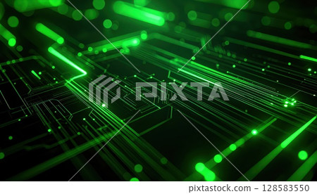AI 影像:發光的綠色電子電路影像 AI 影像:發光的綠色電子電路影像 128583550