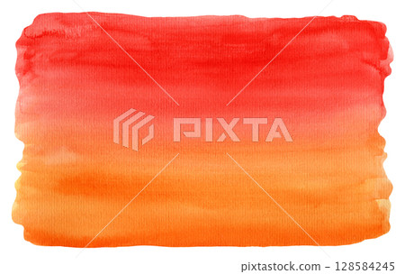 Bright vibrant gradient from red to orange watercolor background. Vivid warm scarlet colors watercolour textured concept, illustration for heat banner, lava surface design, colorful sunset texture 128584245