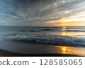 beautiful beach sunset 128585065