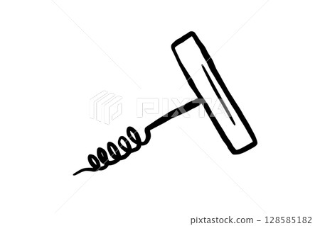 Corkscrew doodle vector illustration. Wine element sketch 128585182